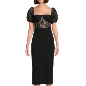 WeWoreWhat Squareneck Lace Corset Midi Dress Size 2